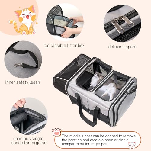 Large Cat Carrier for 2 Cats (Grey)