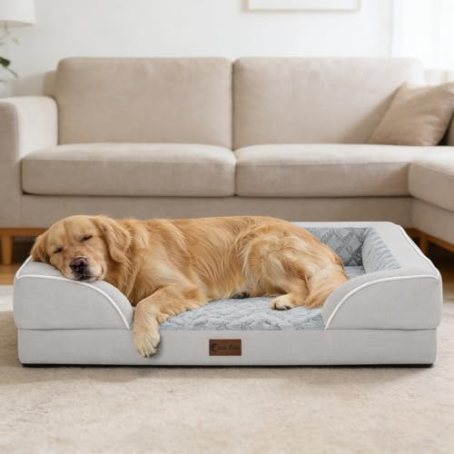 Orthopedic Dog Bed for Extra Large Dogs (Light Grey / 53.0"L x 42.0"W x 8.5"Th)