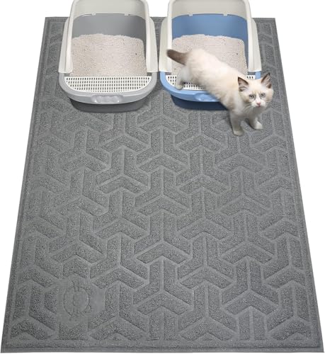 Waterproof Cat Litter Mat Large 35" x 47" Soft on Kitty Paws (G-Gray)