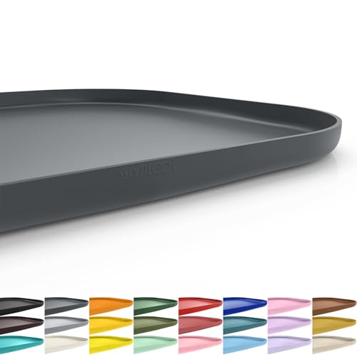 Waterproof Silicone Pet Food Mat with Raised Edge for Dog & Cat (Dark Grey / 22"L x 14"W)