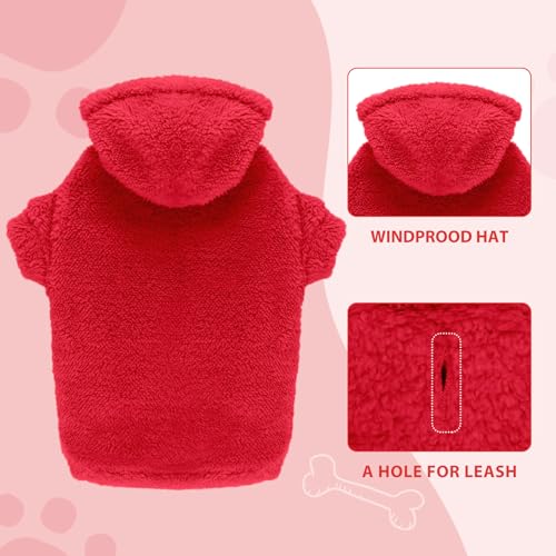 Fuzzy Dog Sweaters for Medium Dogs Dog Hoodie Sweater Clothes Warm Soft Cozy Pet Coats Hooded Sweatshirt Medium Pet Hoodie (Medium / Red)