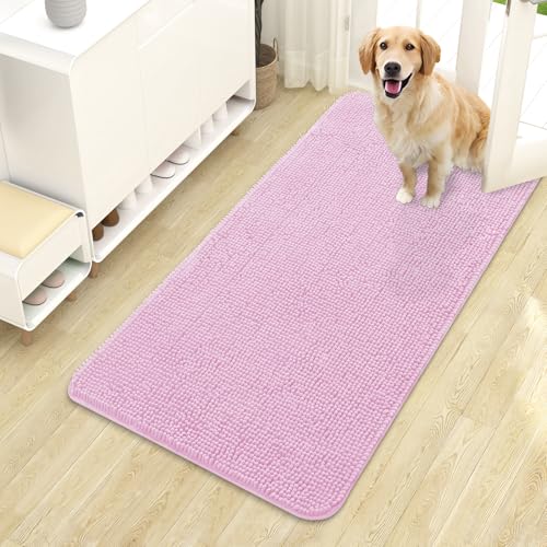 Dog Door Mat for Muddy Paws 44x24 (Pink / 44" X 24")