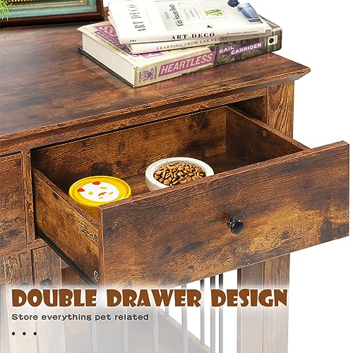 44 Inch Large Dog Crate Furniture (Brown / 44.5"L x 23.6"W x 34.5"H)