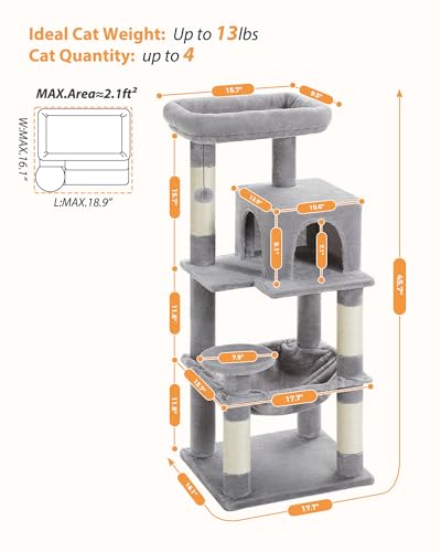 32" Small Cat Tree for Kittens & Small Cats (Grey / 46 Inches)