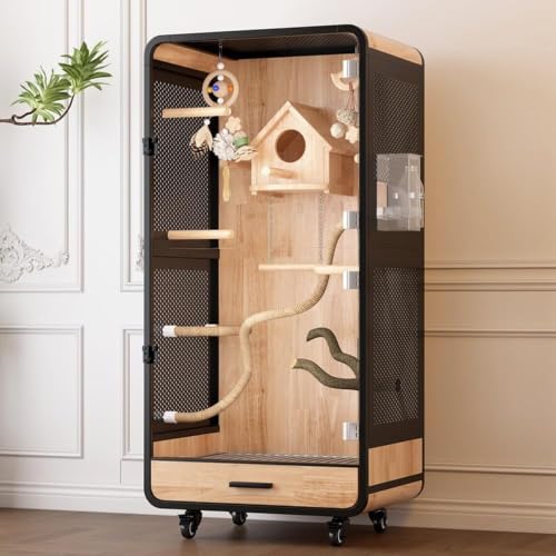 Spacious Stainless Steel Bird Cage with Panoramic Views for Happy Parrots