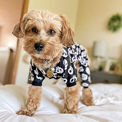 Dog Halloween Pajamas Puppy Onesies Small Dogs Soft Pjs Coat Cat Apparel Comfy Pet Christmas Clothes Outfit Doggie Bodysuit (Small / Skulls)