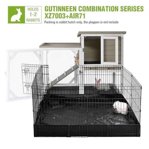 Rabbit Hutch Indoor 2 Story with 3 Doors (White＆Matcha)