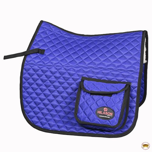 Western Horse Luxury Quilted Saddle Pads with Pockets (Royal Blue)
