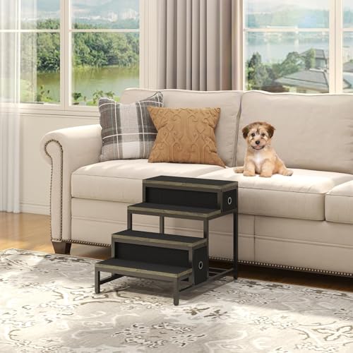 Pet Bunk Bed with Removable Stairs and 2 Drawers (Grey)