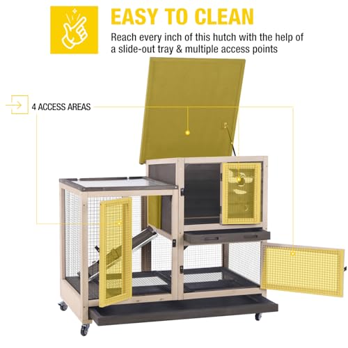Rabbit Hutch Bunny Hutch Large Rabbit Cage (Coffee / 40.6"L x 26"W x 39.3"H)
