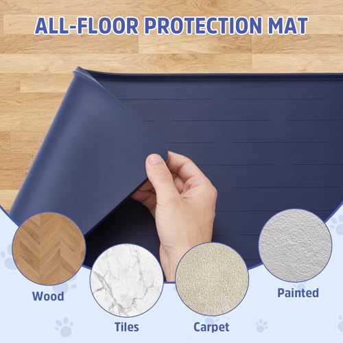 Large Dog Mats for Food and Water (Blue / 40"L x 30"W)