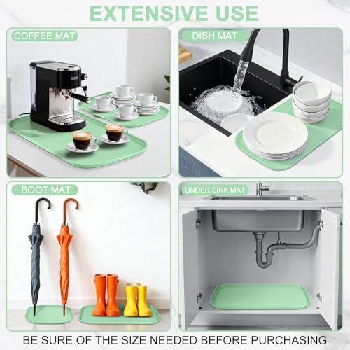 Waterproof Silicone Pet Food Mat with Raised Edge for Dog & Cat (Mint Green / 22"L x 14"W)