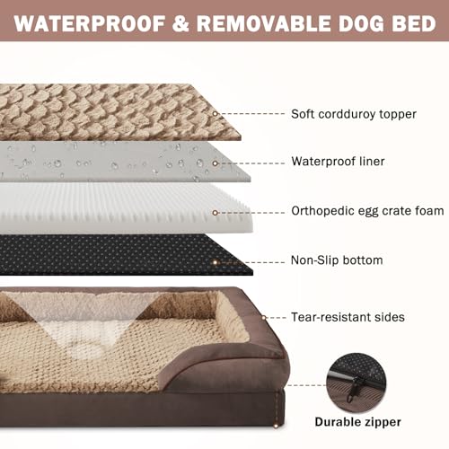 Orthopedic Dog Beds Large Sized (Dark Brown / XL (42"x 32"x 7"))