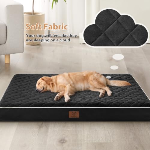 Orthopedic Waterproof XL Dog Bed for Crate Cozy Sleep (black / 41"L x 27"W x 4"Th)