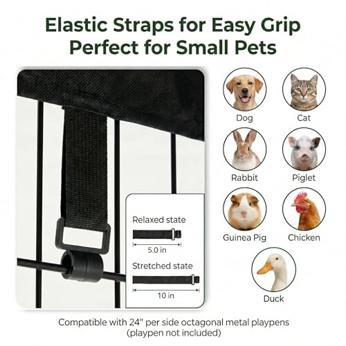 Octagonal Playpen Top Cover for 24" Side Metal Pet Pen (Black / No Pen: 00-Inch High)