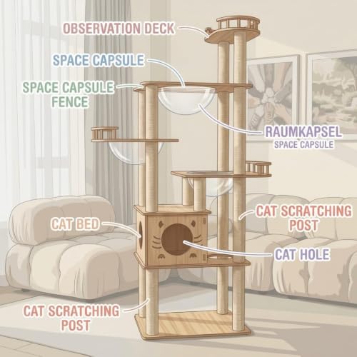 73 Inch Cat Tower for Multiple Cats (8782)