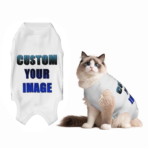 Custom Cat Surgery Recovery Suits Cat Onesie After Neuter Surgery Clothes for Little Animals (White / X-Large(8-10kg))