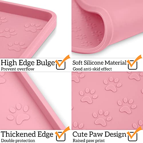 2 Pack Pet Placemat for Dog and Cat (11.8"L x 11.8"W - 2 Pack / Pink)