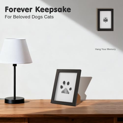 Inkless Paw Print Kit for Dogs (Black Pad,Black Wood Frame / 2-Pack,Large)