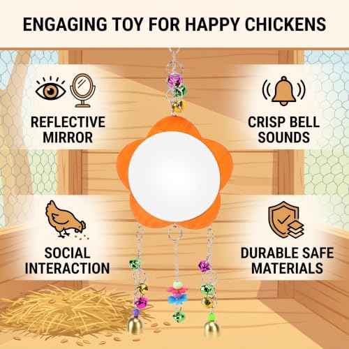 Hanging Bird Mirror Toy with Colored Bells for Parakeets
