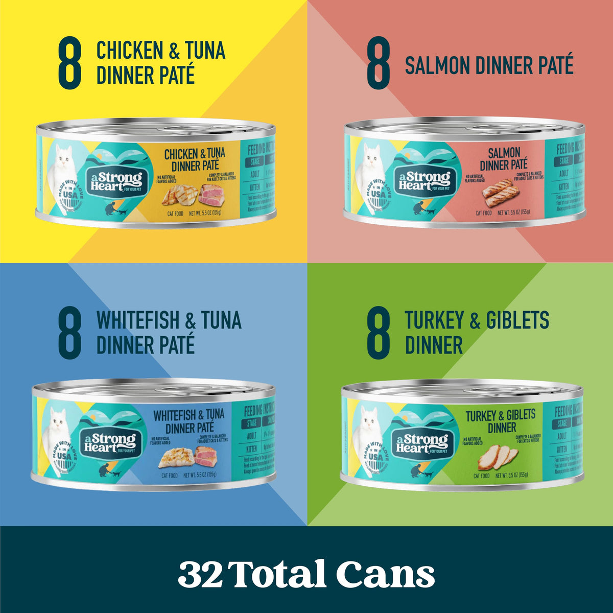 A Strong Heart Cat Food Variety Pack (5.5 Ounce (Pack of 32))