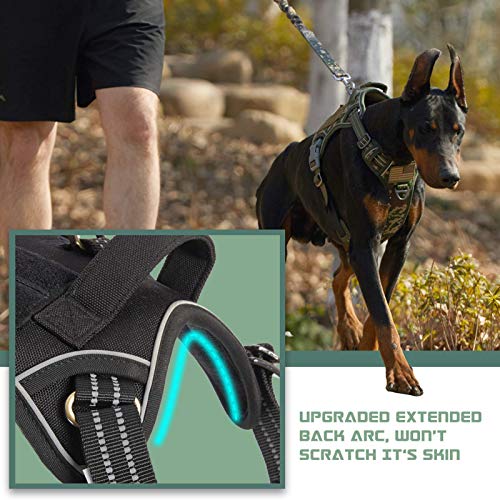 Tactical Dog Harness for Large Dogs No Pull (Black / L(Neck:19-25", Chest:21-35"))