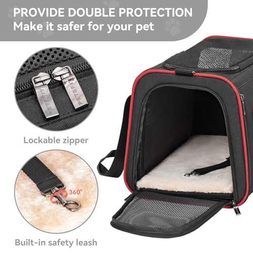 Large Expandable Cat Carrier for Travel (18.9"L x 12.2"W x 12.2"H / Black)