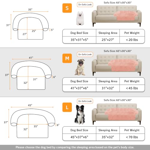 Calming Dog Bed Fluffy Plush Dog Mat for Furniture Protector with Removable Washable Cover for Large Medium Small Dogs and Cats (Pink / 41.0"L x 37.0"W x 6.0"Th)