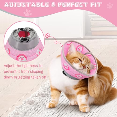 Cat Cone Collar Soft Elizabethan Collar for Surgery Recovery (Pink / S (Neck 5"-7"))