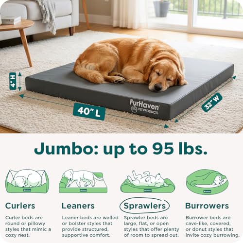 Water Resistant Orthopedic Dog Bed for Large Dogs (Jumbo / Stone Gray)