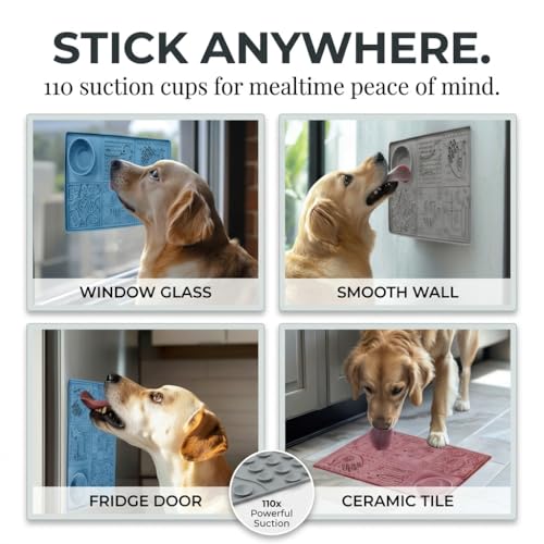 Dog Lick Mat Large 11.2 x 16.7 in Slow Feeder with Strong Suction (Blue)