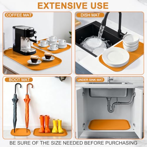 Waterproof Silicone Pet Food Mat with Raised Edge for Dog & Cat (Orange / 22"L x 14"W)