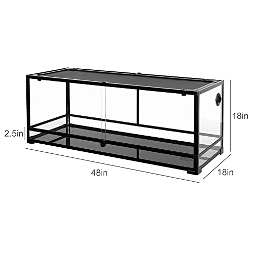 67 Gallon Reptile Large Terrarium Newly Upgraded All Glass 48" x 18" x 18" Double Hinge Door with Top Ventilation Reptile Terrarium (Reptile Terrarium - Double Hinge Door)