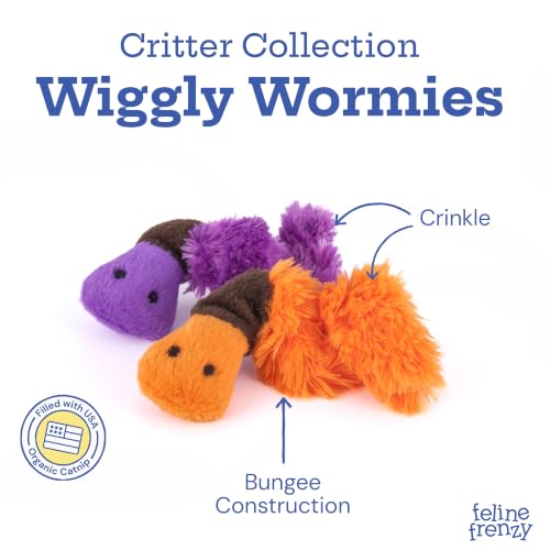 Feline Frenzy Wiggly Worms Plush Squeaky CAT Toy (Wiggly Wormies)