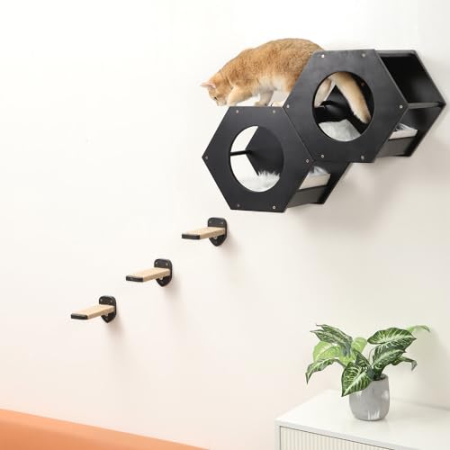 3 Pcs Cat Steps and Perches for Wall (Black)