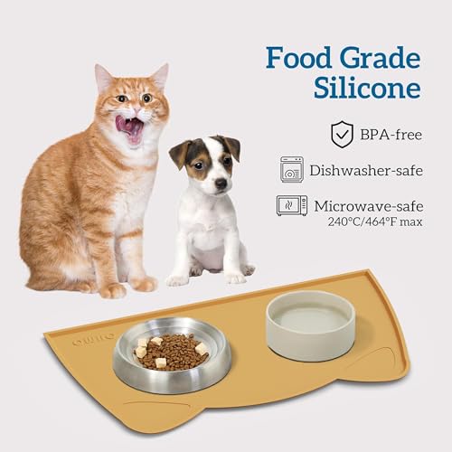 Cat Food Mat Silicone Pet Feeding Mat (20"L x 12"W / Honey)