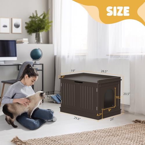 Cat Litter Box Enclosure Furniture Hidden (Brown)