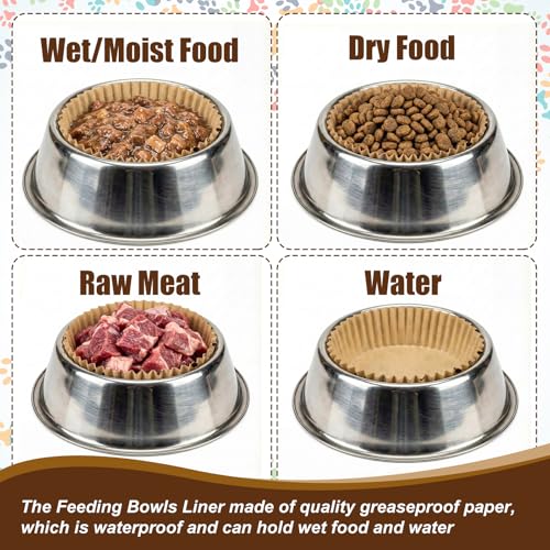 600 Pcs Disposable Pet Bowl Liner for Cat Dogs (Khaki)