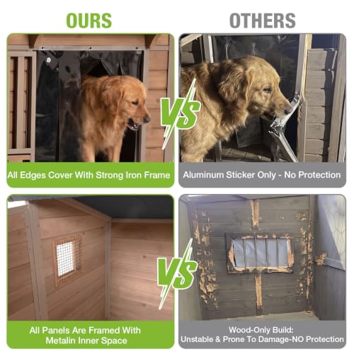 Heated Dog House Outdoor with Heated Pad 60" Extra Large Dog Kennel with Chew