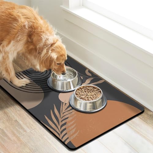 Dog Food Mats for Floors (Boho Black / S(12"×20"))