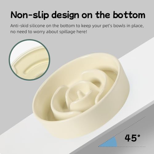 Elevated Slow Feeder Dog Bowls (Light Yellow)
