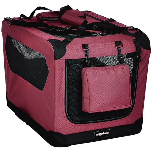 Folding Portable Soft Pet Dog Crate Carrier Kennel (RED / 26.0"L x 18.0"W x 18.0"H)