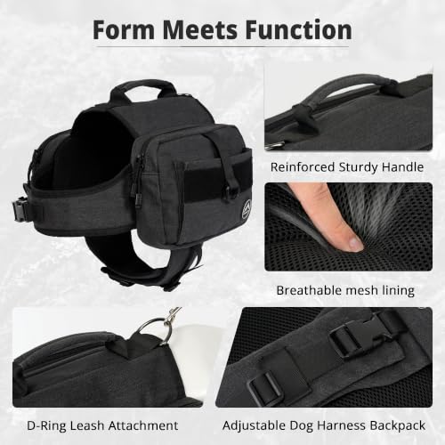 Dog Backpack & Saddle Bag (Black)