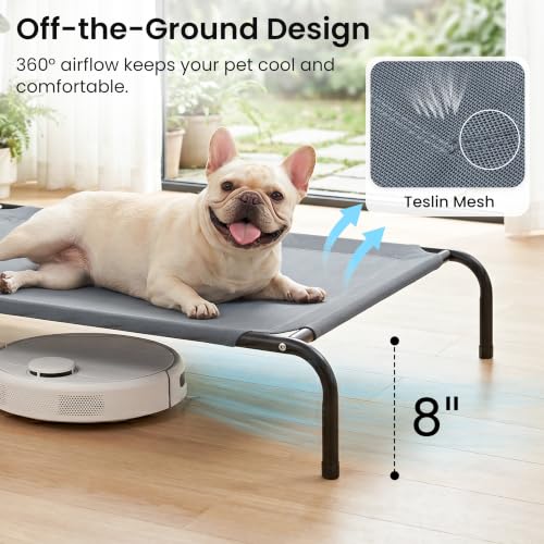 Elevated Cooling Dog Bed for Medium Dogs (Grey / 43" X 31.5" X 8")