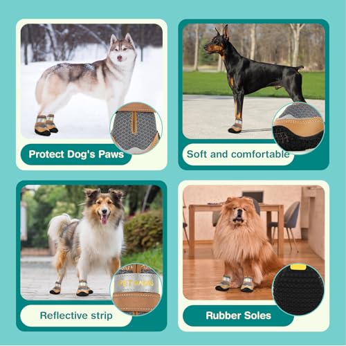 Dog Shoes for Large Dogs (Gray / Width 1.96 inches)