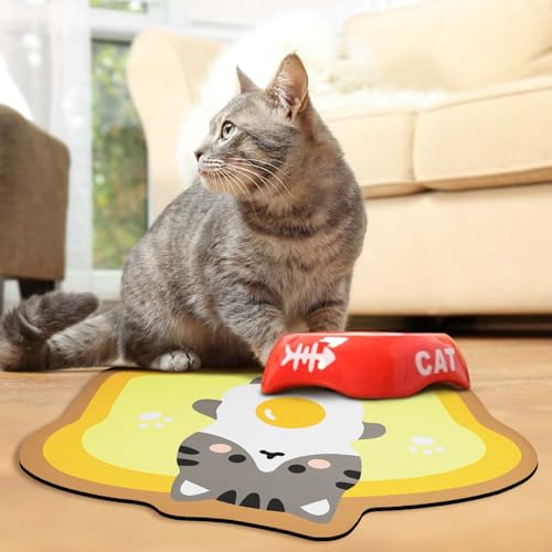 Cat Food Mats for Floor (Egg / 17.7"L x 9.8"W)
