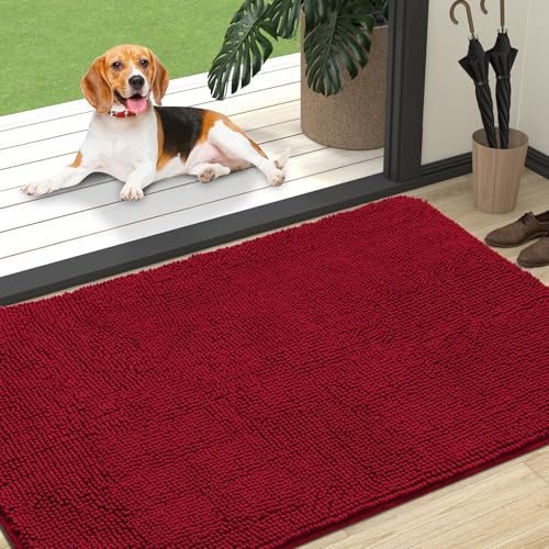 Dog Door Mat for Muddy Paws 47x32 (Red / 47" X 32")