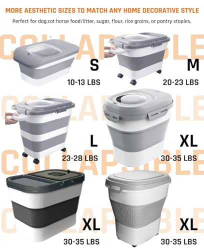 35lbs Collapsible Dog Food Storage Container (Grey-35lbs)