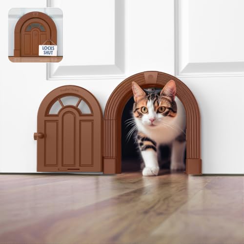 Meow Manor® Cat Door Interior Door (Peanut Brown)