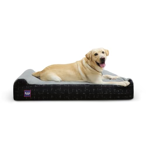 Orthopedic Dog Bed (50.0"L x 36.0"W x 10.0"Th / Black Grid Gray)